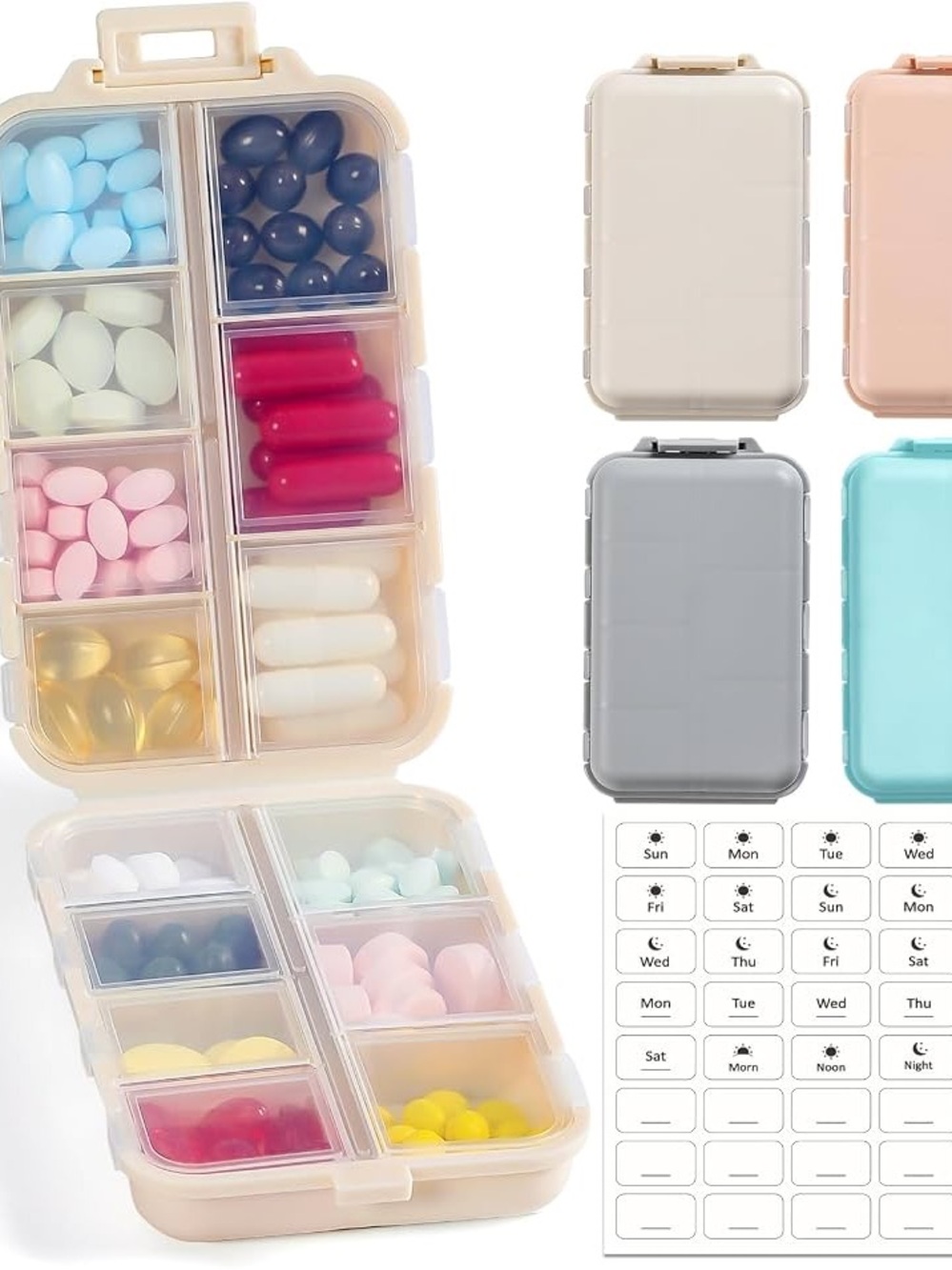 Amazon Beige Compact Pill & Accessory Organizer Case